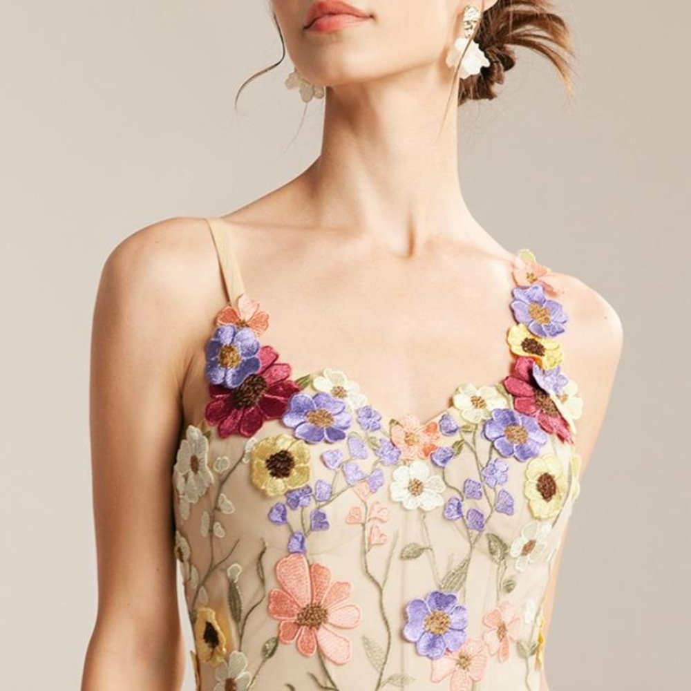 Lena Vie Hannah Dripping Embroidered Floral Long Luxury Dress, MADE TO ORDER - Picture 8 of 8